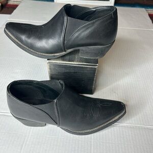 Rawhide Black Leather Ankle Boots for Women Western Vibes